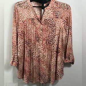 Ava & Grace Animal Print Blouse - Pink and Brown